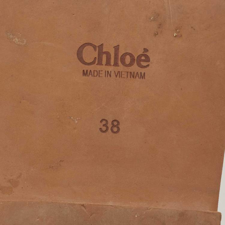 Pre Owned Chloe Burgundy Canvas Logo  Woody Flat Slides Size 38