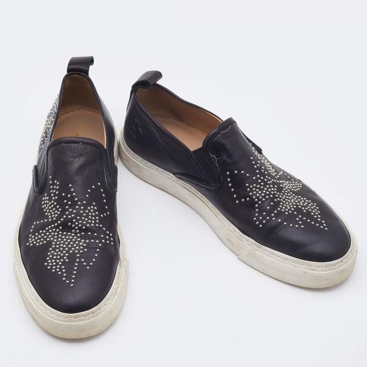 Pre Owned Chloe Black Studded Leather Susanna Slip On Sneakers Size 39