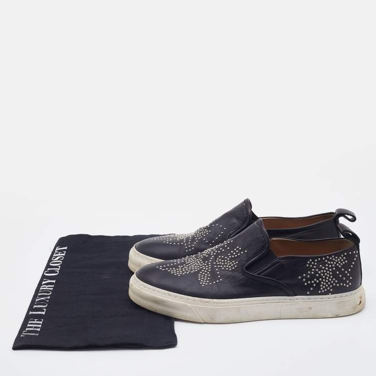Pre Owned Chloe Black Studded Leather Susanna Slip On Sneakers Size 39