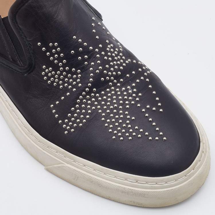 Pre Owned Chloe Black Studded Leather Susanna Slip On Sneakers Size 39