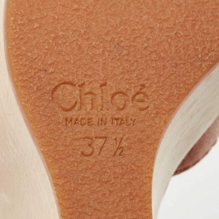 مملوكة مسبقًا Chloe Tan Leather Wedge Platform Ankle Strap Sandals Size 37.5