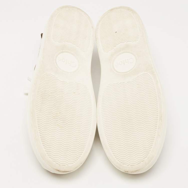 مملوكة مسبقًا Chloe Brown Lace and Leather Lauren Sneakers Size 39