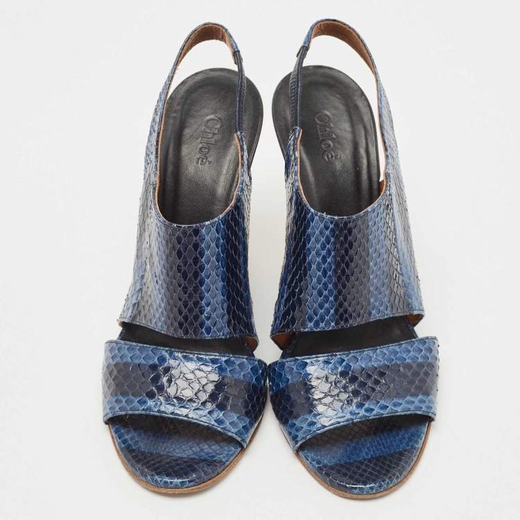 Pre Owned Chloe Two Tone Python Ayers Wedge Sandals Size 39
