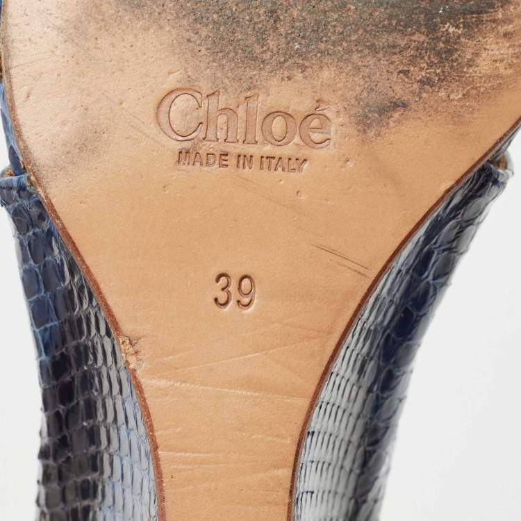 Pre Owned Chloe Two Tone Python Ayers Wedge Sandals Size 39