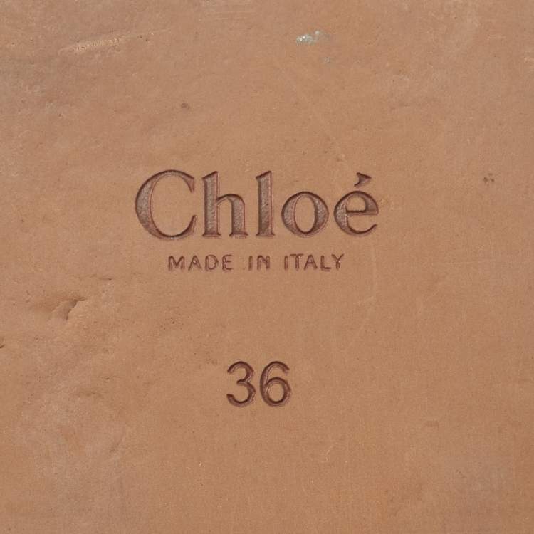 Pre Owned Chloe Black Leather Cross Strap Woody Flat Slides Size 36