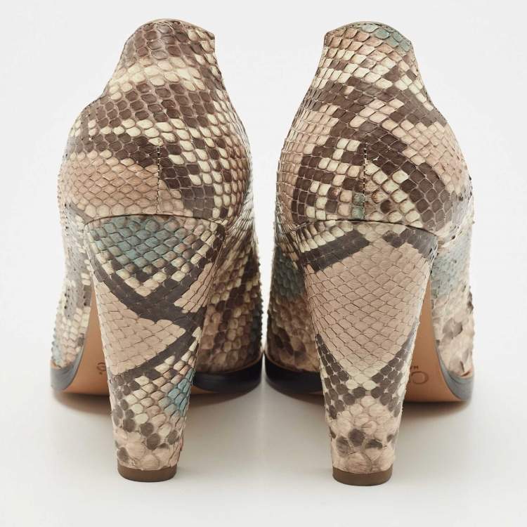 Pre Owned Chloe Tricolor Python Leather Pumps Size 38