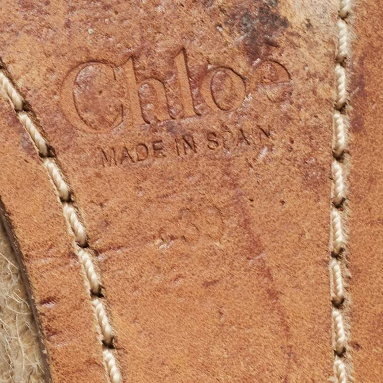 Pre Owned Chloe Tan Leather Wedge Platform Ankle Strap Sandals Size 39