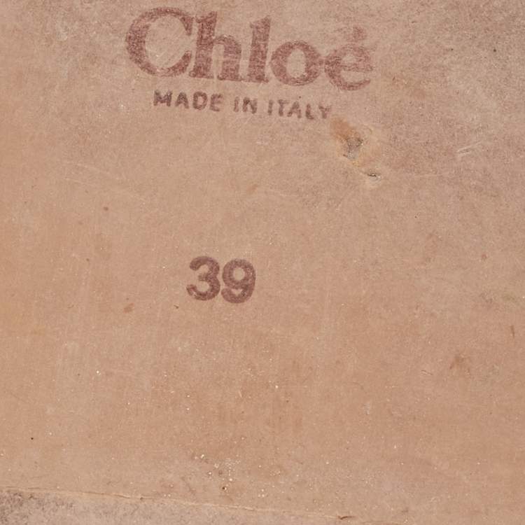 Pre Owned Chloe White Logo Canvas Woody Flat Slides Size 39