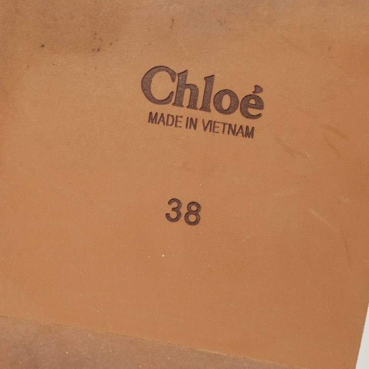 Pre Owned Chloe Burgundy Logo Canvas Woody Flat Slides Size 38