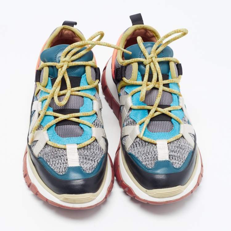 Pre Owned Chloe Multicolor Suede and Fabric Low Up Sneakers Size 38