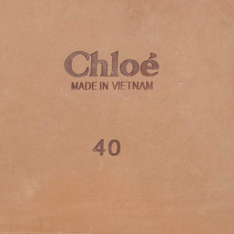 Pre Owned Chloe Burgundy Canvas Logo Woody Flat Slides Size 40
