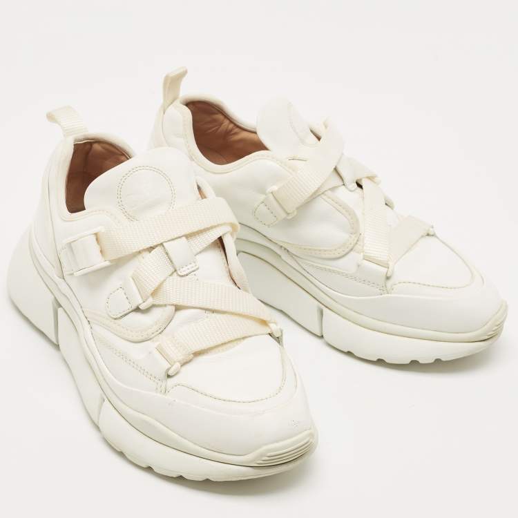 Pre Owned Chloe White Leather Sonnie Low Top Sneakers Size 36