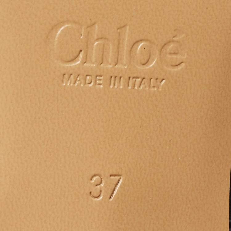 Pre Owned Chloe Black Croc Embossed Leather  C Logo Mules Size 37  