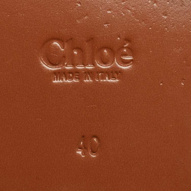Pre Owned Chloe Brown Leather Laser Cut Ankle Strap Sandals Size 40
