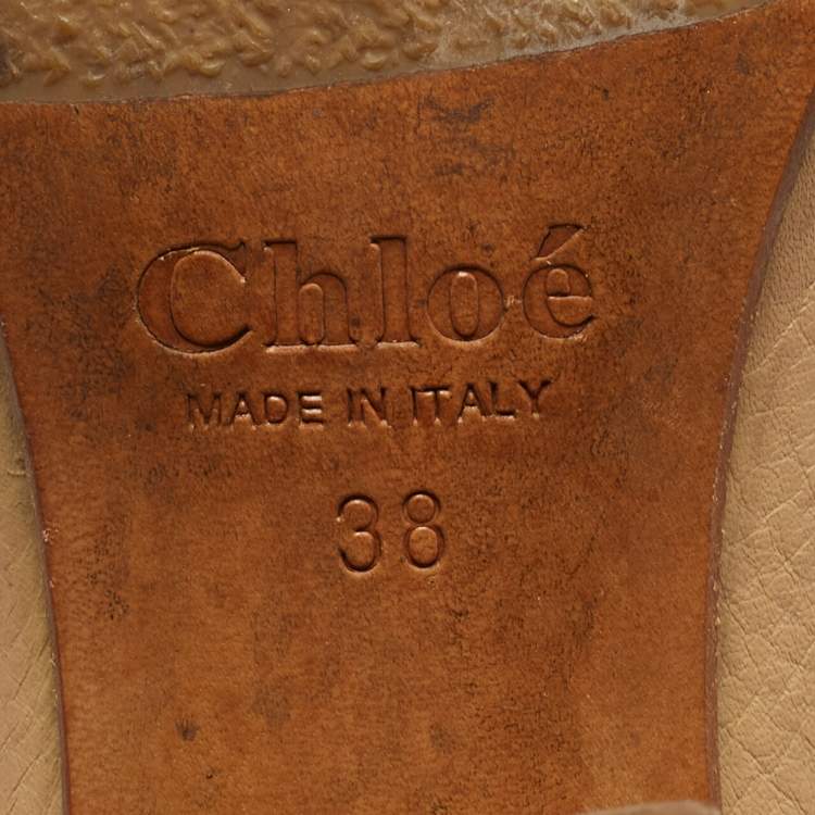 Pre Owned Chloe Beige Leather Knee Length Boots Size 38