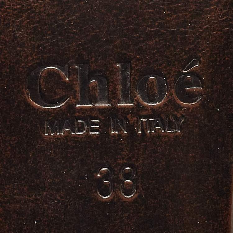 Pre Owned Chloe Brown Leather Knee Length Boots Size 38