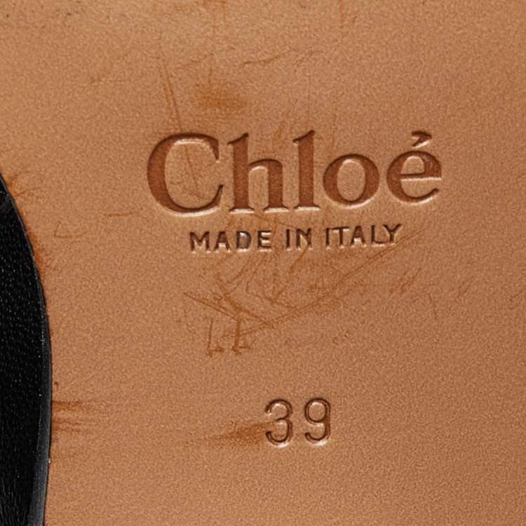 Pre Owned Chloe Black Studded Leather Ankle Boots Size 39