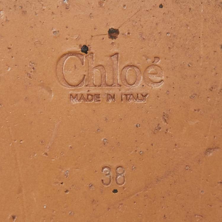 مملوكة مسبقًا Chloe White/Tan Leather Cross Strap Wedge Platform Slingback Sandals Size 38