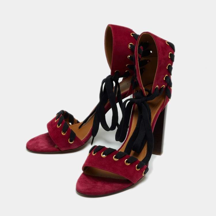 Pre Owned Chloe Purple Suede Ankle Strap Sandals Size 40