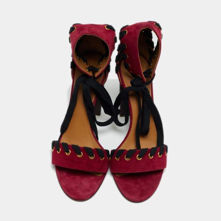 Pre Owned Chloe Purple Suede Ankle Strap Sandals Size 40