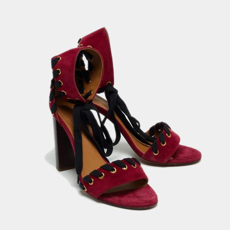 Pre Owned Chloe Purple Suede Ankle Strap Sandals Size 40