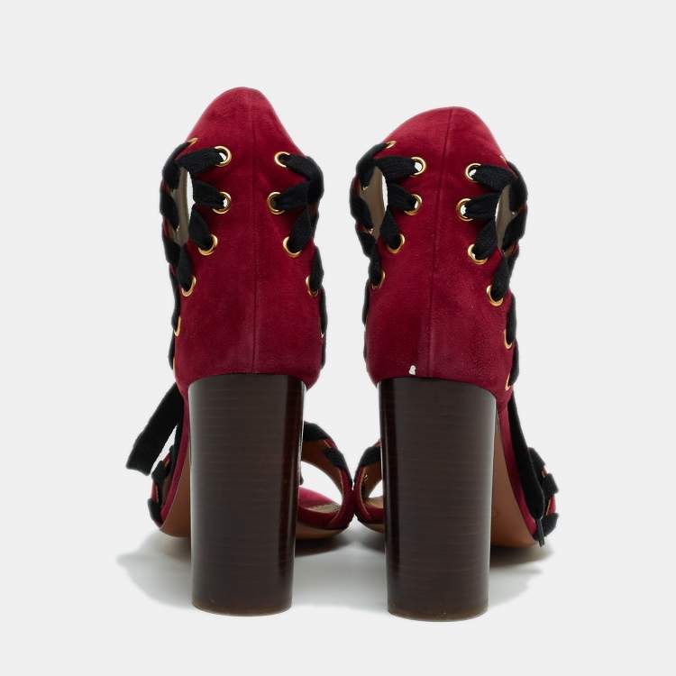 Pre Owned Chloe Purple Suede Ankle Strap Sandals Size 40