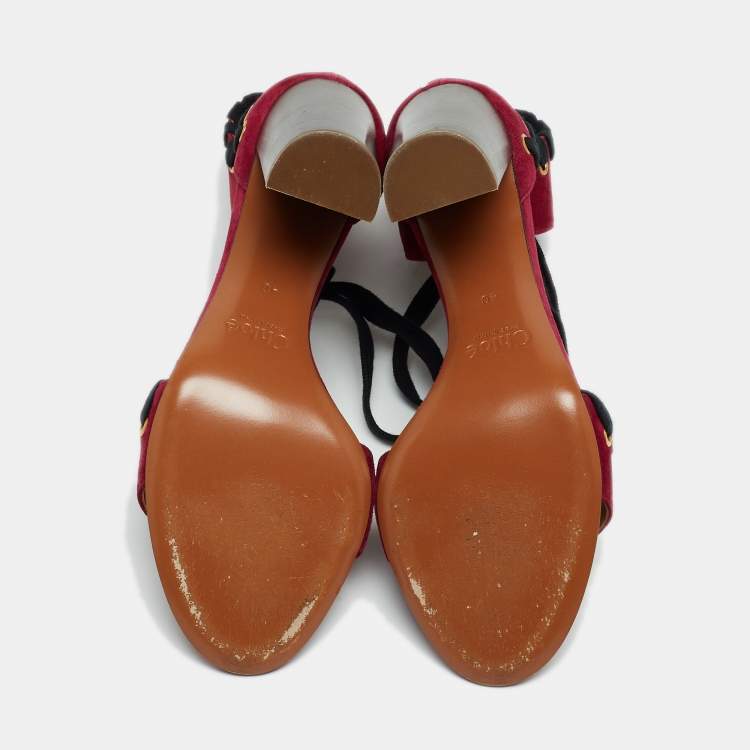 Pre Owned Chloe Purple Suede Ankle Strap Sandals Size 40