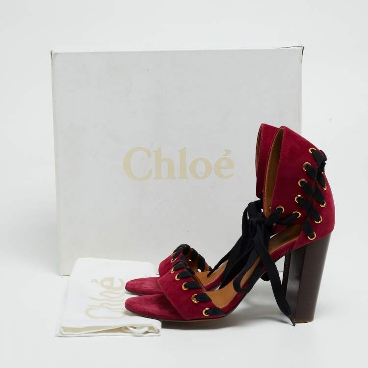 Pre Owned Chloe Purple Suede Ankle Strap Sandals Size 40