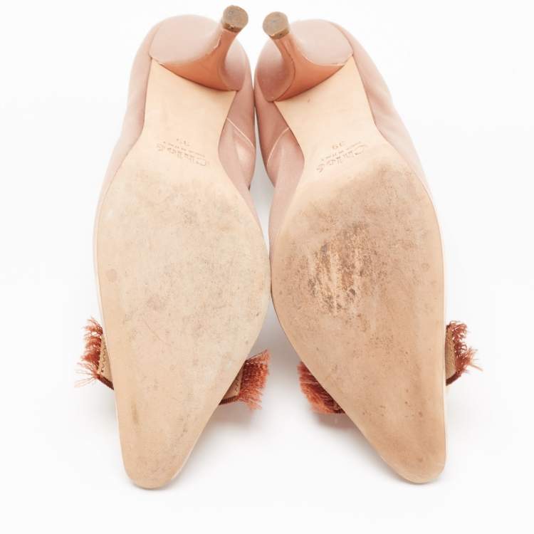 Pre Owned Chloe Pink Satin Embellished Pointed Toe Pumps Size 39
