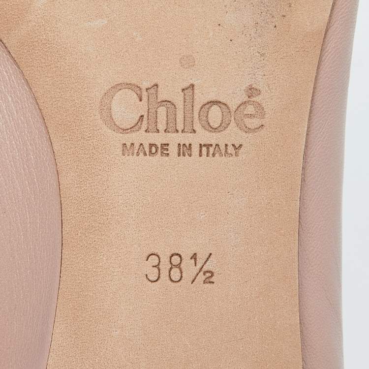 Pre Owned Chloe Dusty Pink Scalloped Leather Lauren Ballet Flats Size 38.5