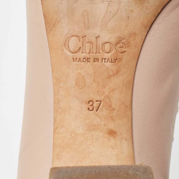 Pre Owned Chloe  Beige Leather Laurena Scalloped Pumps Size 37