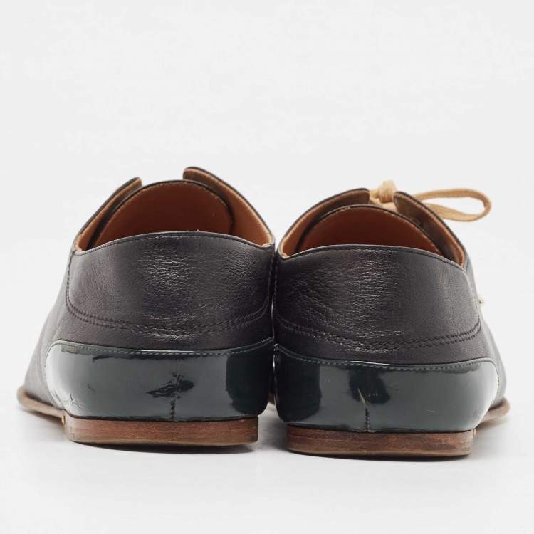 Pre Owned Chloe Black Leather Lace Up Derby Size 36.5