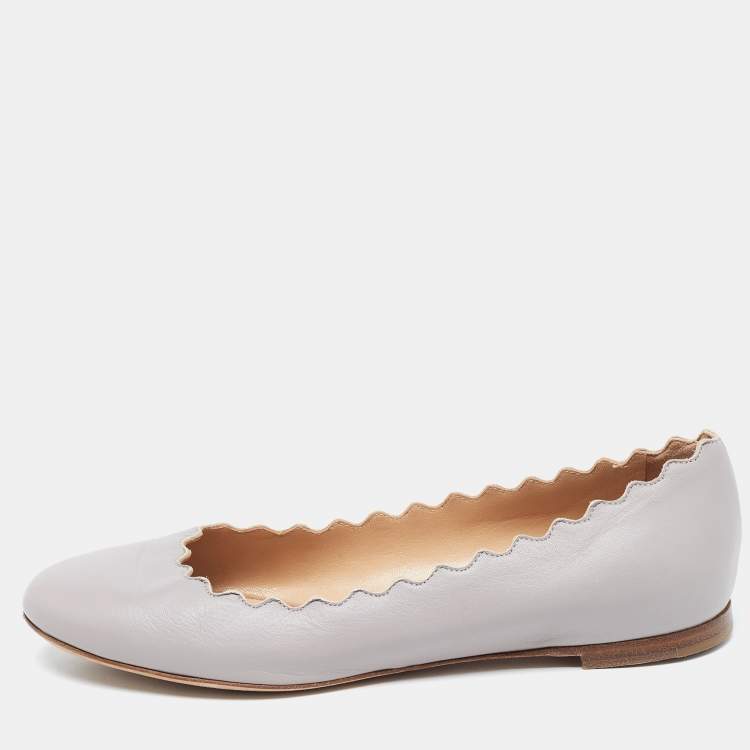 Pre Owned Chloe Grey Leather Ballet Flats Size 36