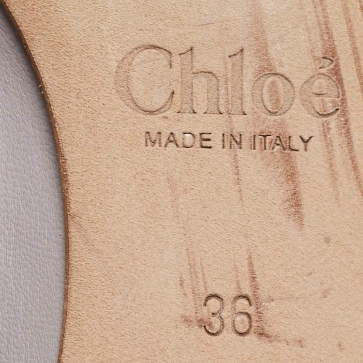 Pre Owned Chloe Grey Leather Ballet Flats Size 36