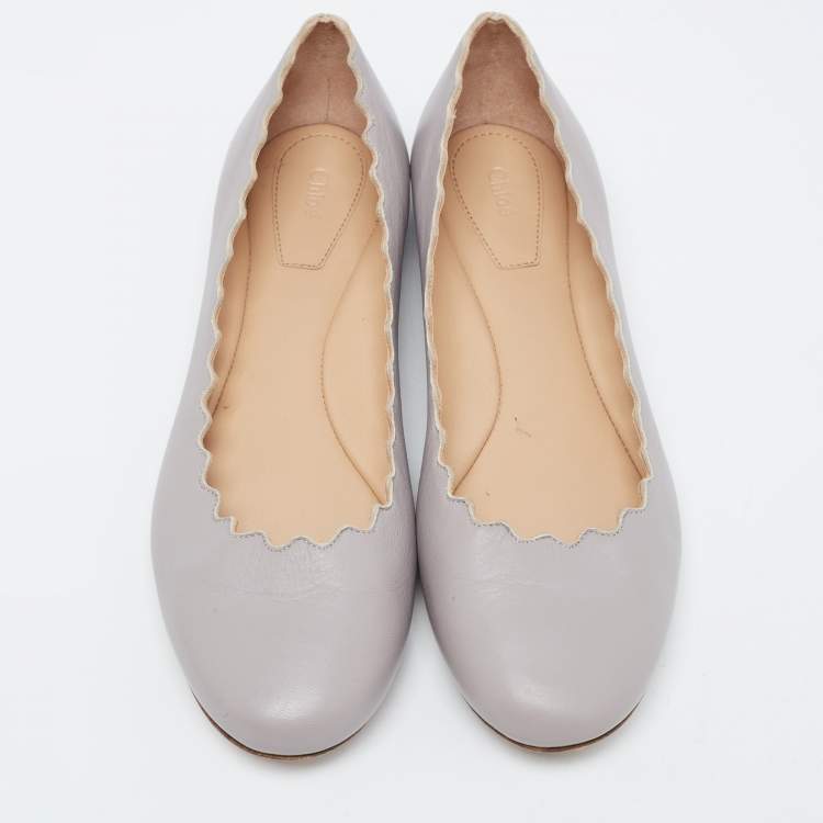 Pre Owned Chloe Grey Leather Ballet Flats Size 36