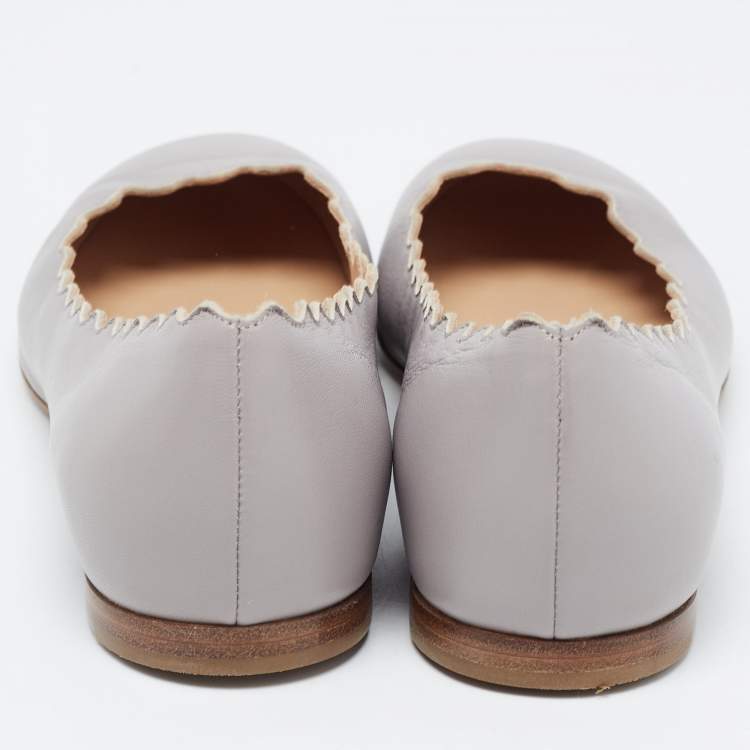 Pre Owned Chloe Grey Leather Ballet Flats Size 36