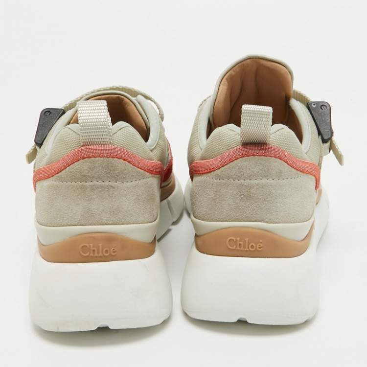 Pre Owned Chloe Tricolor Suede and Canvas Sonnie Sneakers Size 35