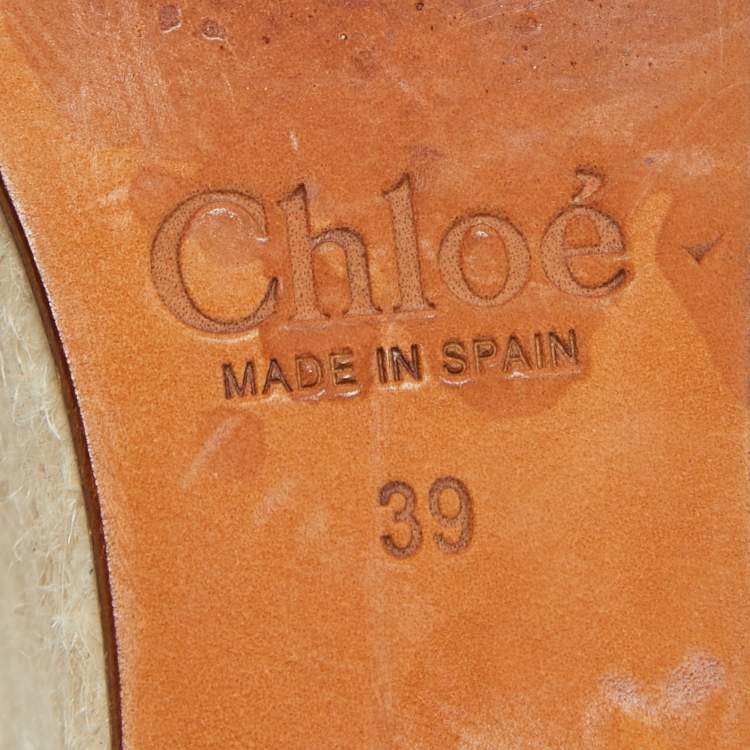 Pre Owned Chloe Beige Suede Lauren Scalloped Espadrille Wage Sandals Size 39