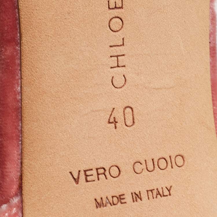 Pre Owned Chloé Pink Velvet Ankle Strap Sandals Size 40