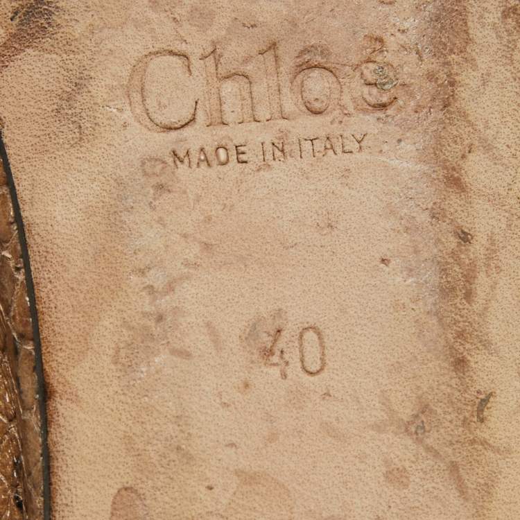 Pre Owned Chloe Two Tone Scalloped Embossed Python Pointed Toe Ballet Flats Size 40
