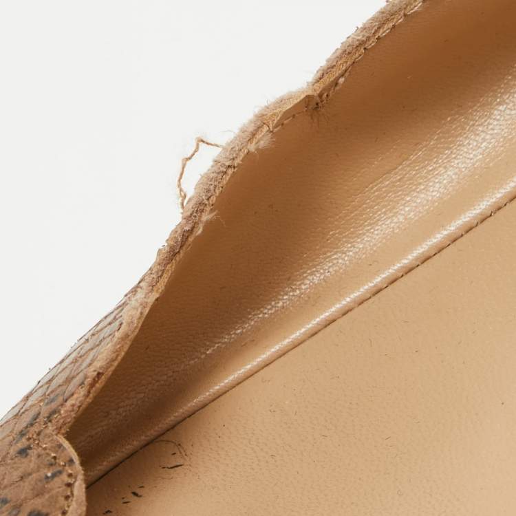 Pre Owned Chloe Two Tone Scalloped Embossed Python Pointed Toe Ballet Flats Size 40