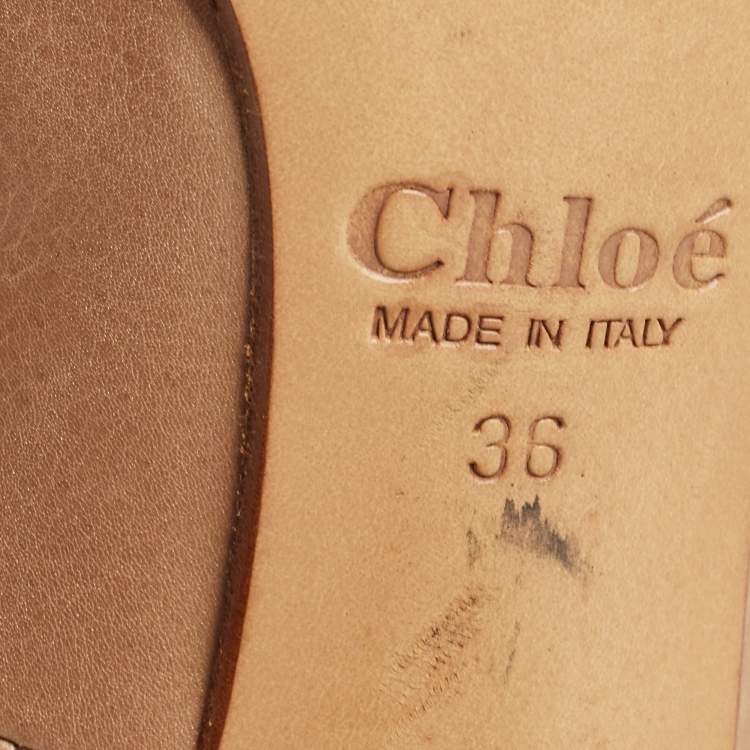 Pre Owned Chloe Metallic Gold Leather Buckle Pumps Size 36
