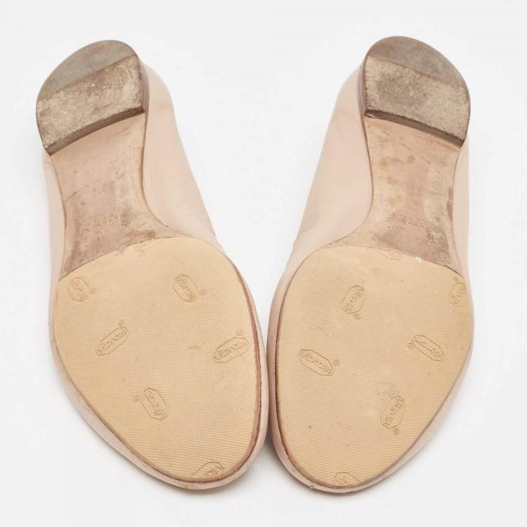 Pre Owned Chloe Beige Leather Laurena Scalloped Ballet Flats Size 38.5