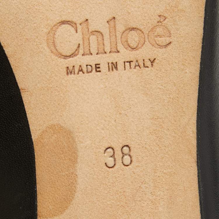 Pre Owned Chloe Black Leather Round Toe Pumps Size 38
