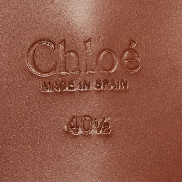 Pre Owned Chloe Cream Leather Flat Slides Size 40.5