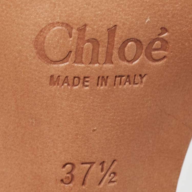 Pre Owned Chloe Brown Beige Leather Ankle Strap Sandals Size 37.5