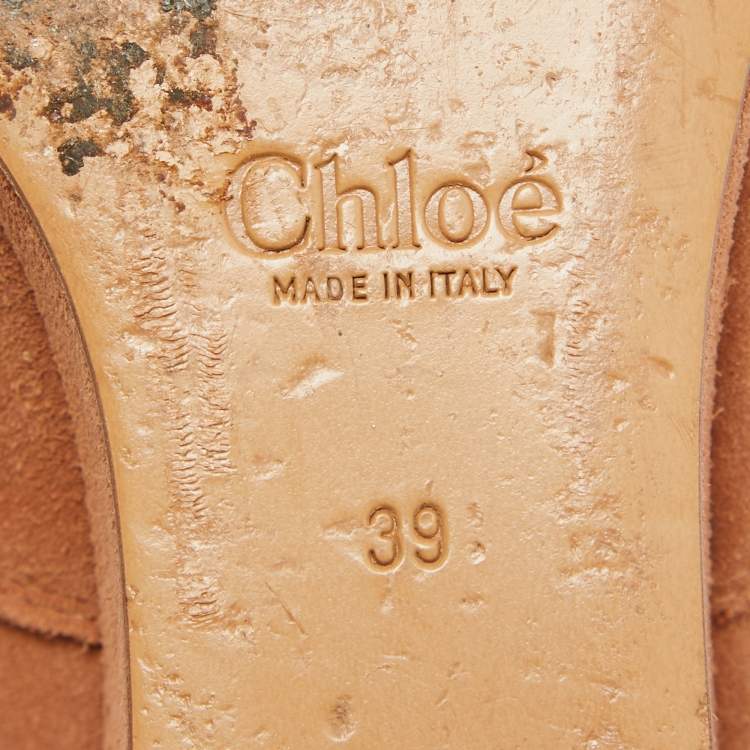 Pre Owned Chloe Brown Suede Caged Tie Up Ghillie Wedge Sandals Size 39