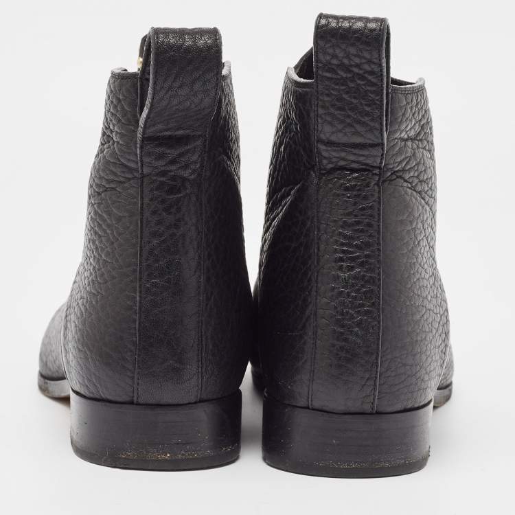 Pre Owned Chloe Black Leather Embellished Ankle Boots Size 38