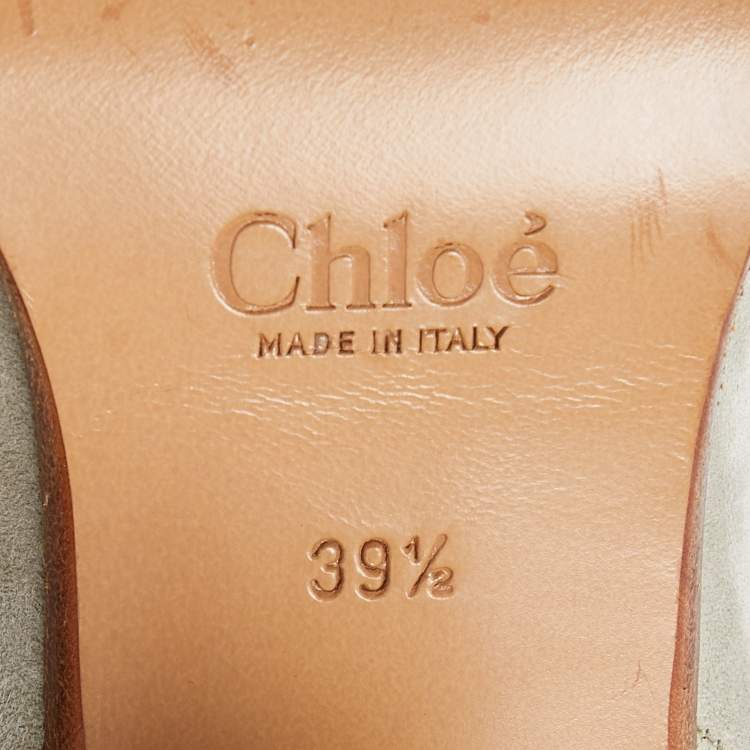 Pre Owned Chloe Grey Suede and Leather Over The Knee Length Boots Size 39.5