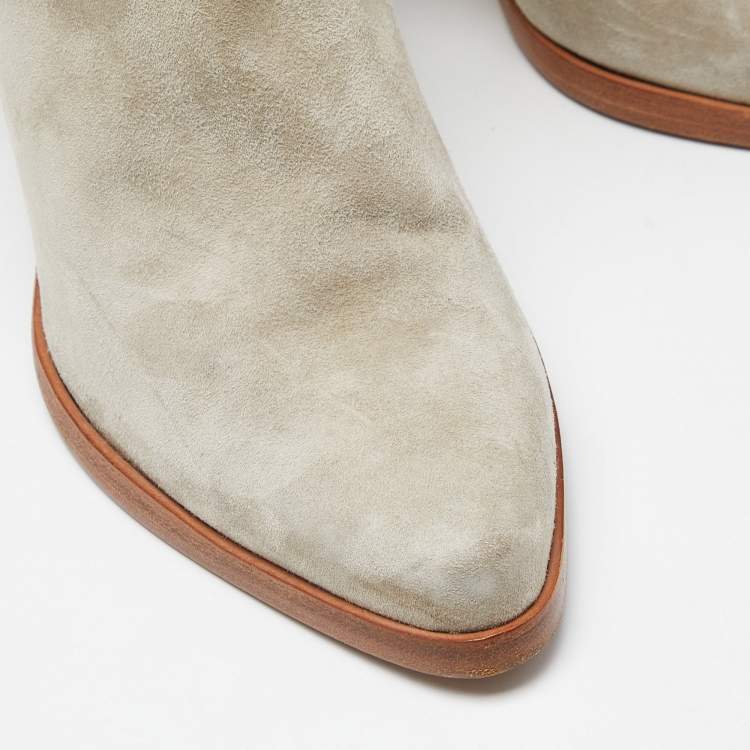 مملوكة مسبقًا Chloe Grey Suede and Leather Over The Knee Length Boots Size 39